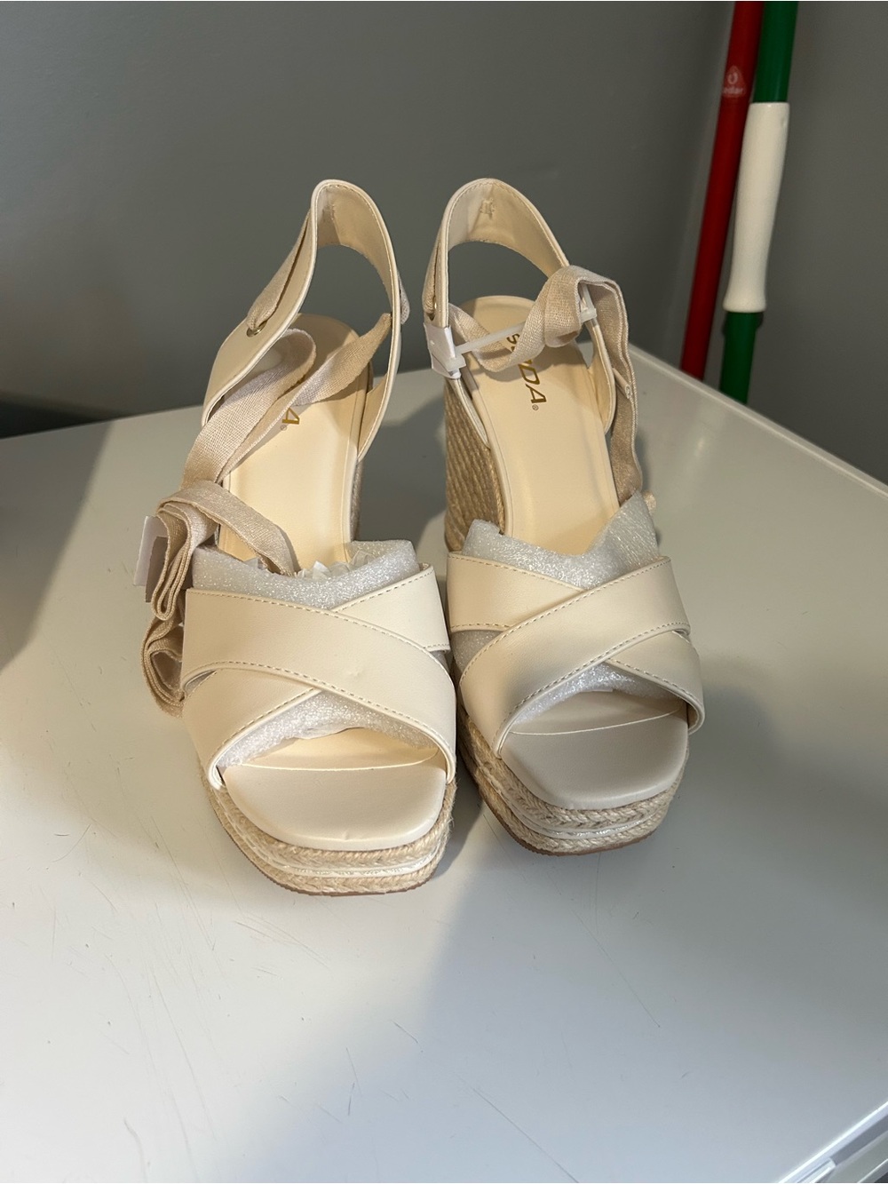 Soda Natural Espadrille Wedge Sandals